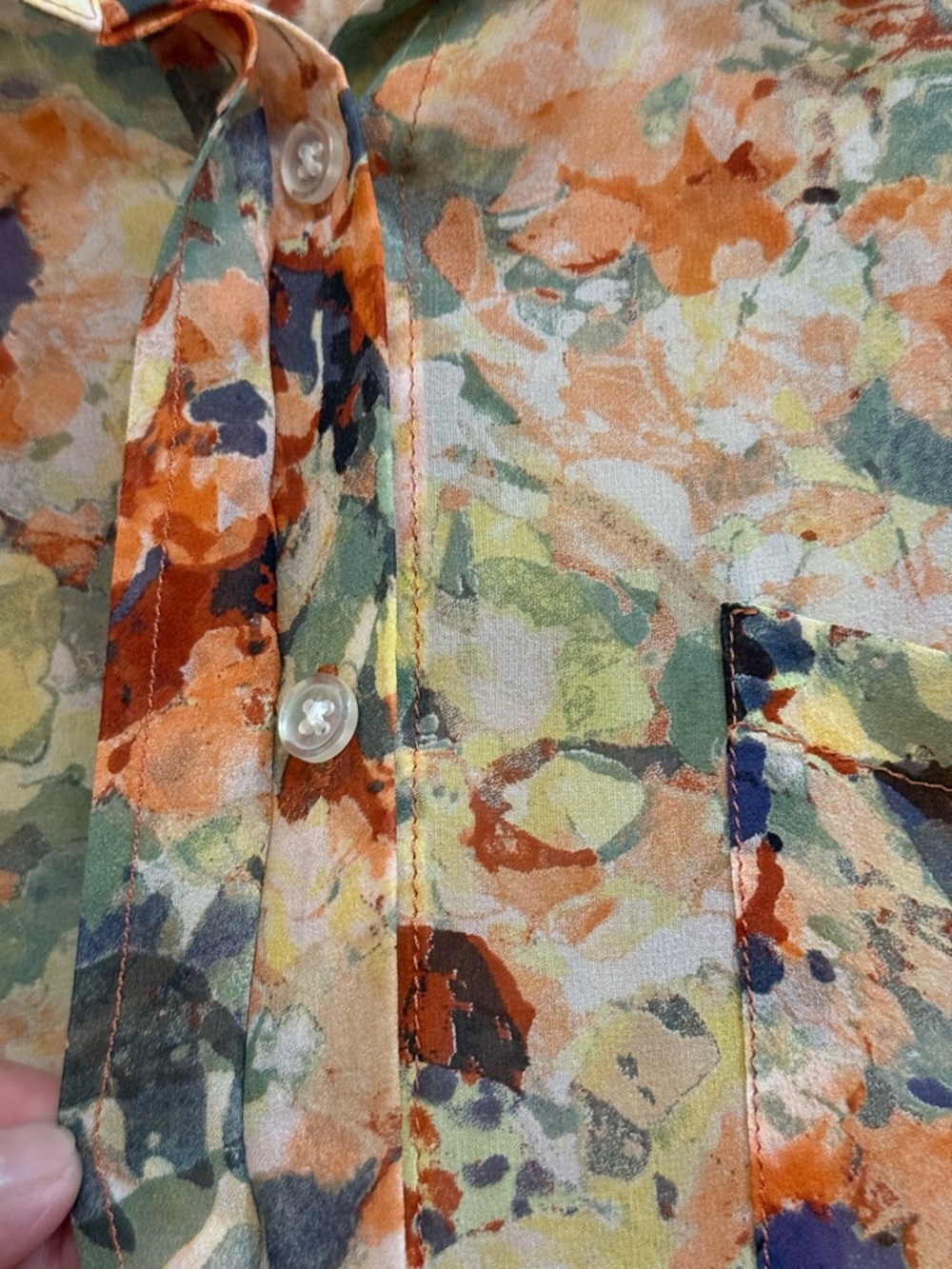 ORVIS Long Sleeve blouse  Multi-color Floral Print Pattern Medium - Picture 10 of 13